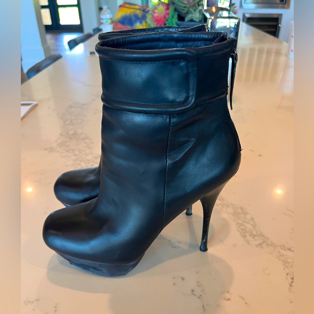 LAMB Black Leather Platform Booties